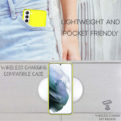 NALIA Neon Silikonhülle für Samsung Galaxy S21 – Knallige Signal-Farbe & Linsenschutz – VIBE (Transparentes Case) – Marke aus Berlin Gelb NALIA Transparente Hülle