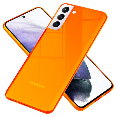 NALIA Neon Silikonhülle für Samsung Galaxy S21 Plus – Knallige Signal-Farbe & Linsenschutz – VIBE (Transparentes Case) – Marke aus Berlin Orange NALIA Transparente Hülle
