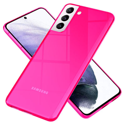 NALIA Neon Silikonhülle für Samsung Galaxy S21 Plus – Knallige Signal-Farbe & Linsenschutz – VIBE (Transparentes Case) – Marke aus Berlin Pink NALIA Transparente Hülle