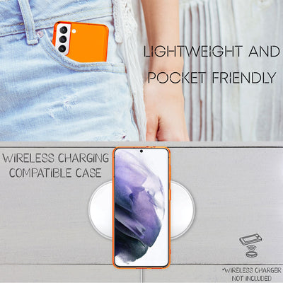 NALIA Neon Silikonhülle für Samsung Galaxy S21 Plus – Knallige Signal-Farbe & Linsenschutz – VIBE (Transparentes Case) – Marke aus Berlin Orange NALIA Transparente Hülle