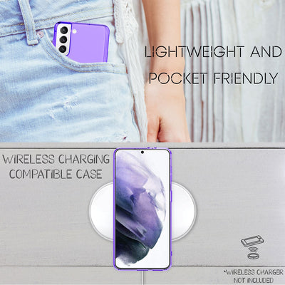 NALIA Neon Silikonhülle für Samsung Galaxy S21 Plus – Knallige Signal-Farbe & Linsenschutz – VIBE (Transparentes Case) – Marke aus Berlin Lila NALIA Transparente Hülle