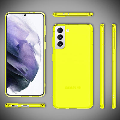 NALIA Neon Silikonhülle für Samsung Galaxy S21 Plus – Knallige Signal-Farbe & Linsenschutz – VIBE (Transparentes Case) – Marke aus Berlin Gelb NALIA Transparente Hülle