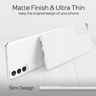 NALIA Ultra Slim Hardcase für Samsung Galaxy S21 – Matt & 0.3mm Dünn – PHANTOM (Dünnes Cover & Kamera-Vollschutz) – Marke aus Berlin Weiß Transparent NALIA SlimFit Hülle