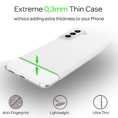 NALIA Ultra Slim Hardcase für Samsung Galaxy S21 – Matt & 0.3mm Dünn – PHANTOM (Dünnes Cover & Kamera-Vollschutz) – Marke aus Berlin Weiß Transparent NALIA SlimFit Hülle