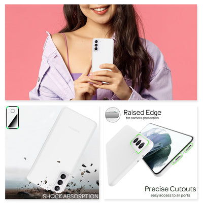 NALIA Ultra Slim Hardcase für Samsung Galaxy S21 – Matt & 0.3mm Dünn – PHANTOM (Dünnes Cover & Kamera-Vollschutz) – Marke aus Berlin Weiß Transparent NALIA SlimFit Hülle