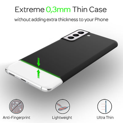NALIA Ultra Slim Hardcase für Samsung Galaxy S21 Plus – Matt & 0.3mm Dünn – PHANTOM (Dünnes Cover & Kamera-Vollschutz) – Marke aus Berlin Schwarz NALIA SlimFit Hülle