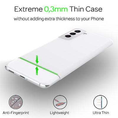 NALIA Ultra Slim Hardcase für Samsung Galaxy S21 Plus – Matt & 0.3mm Dünn – PHANTOM (Dünnes Cover & Kamera-Vollschutz) – Marke aus Berlin Weiß Transparent NALIA SlimFit Hülle
