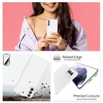 NALIA Ultra Slim Hardcase für Samsung Galaxy S21 Plus – Matt & 0.3mm Dünn – PHANTOM (Dünnes Cover & Kamera-Vollschutz) – Marke aus Berlin Weiß Transparent NALIA SlimFit Hülle