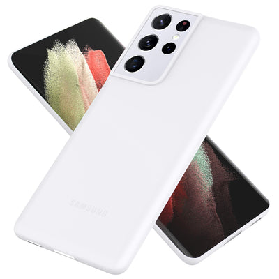 NALIA Ultra Slim Hardcase für Samsung Galaxy S21 Ultra – Matt & 0.3mm Dünn – PHANTOM (Dünnes Cover & Kamera-Vollschutz) – Marke aus Berlin Weiß Transparent NALIA SlimFit Hülle