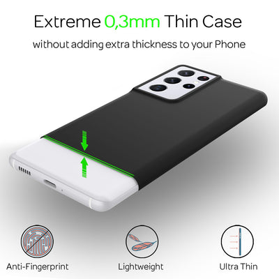 NALIA Ultra Slim Hardcase für Samsung Galaxy S21 Ultra – Matt & 0.3mm Dünn – PHANTOM (Dünnes Cover & Kamera-Vollschutz) – Marke aus Berlin Schwarz NALIA SlimFit Hülle
