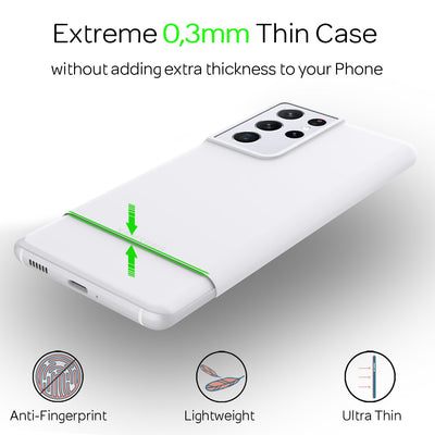 NALIA Ultra Slim Hardcase für Samsung Galaxy S21 Ultra – Matt & 0.3mm Dünn – PHANTOM (Dünnes Cover & Kamera-Vollschutz) – Marke aus Berlin Weiß Transparent NALIA SlimFit Hülle