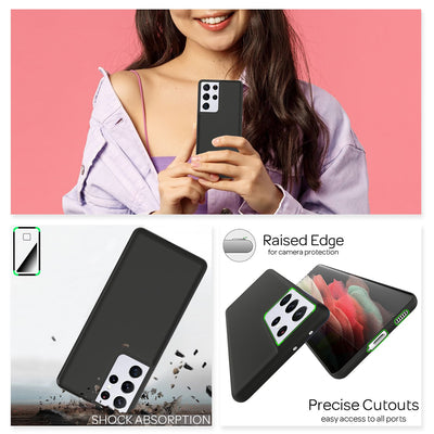 NALIA Ultra Slim Hardcase für Samsung Galaxy S21 Ultra – Matt & 0.3mm Dünn – PHANTOM (Dünnes Cover & Kamera-Vollschutz) – Marke aus Berlin Schwarz NALIA SlimFit Hülle