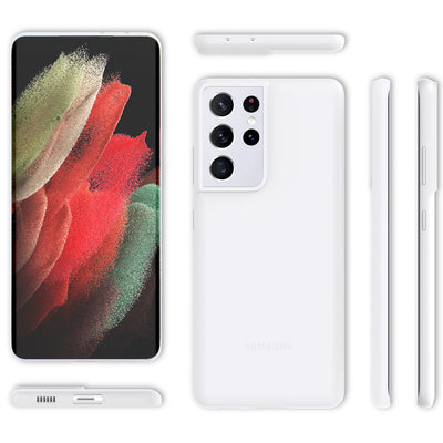 NALIA Ultra Slim Hardcase für Samsung Galaxy S21 Ultra – Matt & 0.3mm Dünn – PHANTOM (Dünnes Cover & Kamera-Vollschutz) – Marke aus Berlin Weiß Transparent NALIA SlimFit Hülle