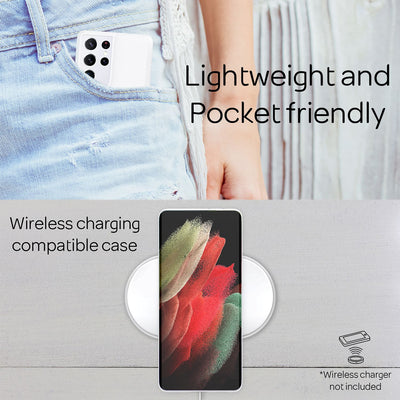 NALIA Ultra Slim Hardcase für Samsung Galaxy S21 Ultra – Matt & 0.3mm Dünn – PHANTOM (Dünnes Cover & Kamera-Vollschutz) – Marke aus Berlin Weiß Transparent NALIA SlimFit Hülle