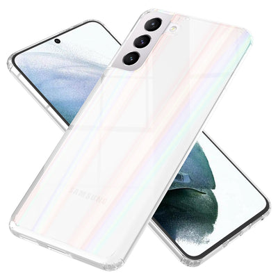 NALIA Transparente Glashülle für Samsung Galaxy S21 – Holografischer Prisma-Effekt (Regenbogen Schimmer) – 9H Hartglas & Anti-Gelb – AURORA – Marke aus Berlin Default Title NALIA Protective Hülle