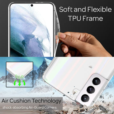 NALIA Transparente Glashülle für Samsung Galaxy S21 – Holografischer Prisma-Effekt (Regenbogen Schimmer) – 9H Hartglas & Anti-Gelb – AURORA – Marke aus Berlin Default Title NALIA Protective Hülle