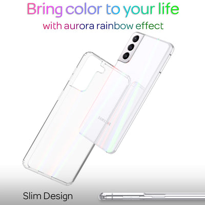 NALIA Transparente Glashülle für Samsung Galaxy S21 Plus – Holografischer Prisma-Effekt (Regenbogen Schimmer) – 9H Hartglas & Anti-Gelb – AURORA – Marke aus Berlin Default Title NALIA Protective Hülle