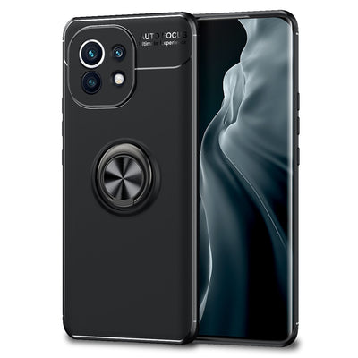 NALIA Ring Handyhülle kompatibel mit Xiaomi Mi 11 5G Hülle, Silikon Cover mit 360-Grad Finger-Halter für magnetische KFZ-Halterung, Kickstand Schutzhülle Phone Case Handy-Tasche Bumper Schwarz NALIA Protective Hülle
