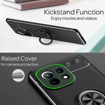 NALIA Ring Handyhülle für Xiaomi Mi 11 5G, Silikon Cover Schutz Tasche Case Etui Schwarz NALIA Protective Hülle