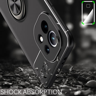NALIA Ring Handyhülle kompatibel mit Xiaomi Mi 11 5G Hülle, Silikon Cover mit 360-Grad Finger-Halter für magnetische KFZ-Halterung, Kickstand Schutzhülle Phone Case Handy-Tasche Bumper Schwarz NALIA Protective Hülle
