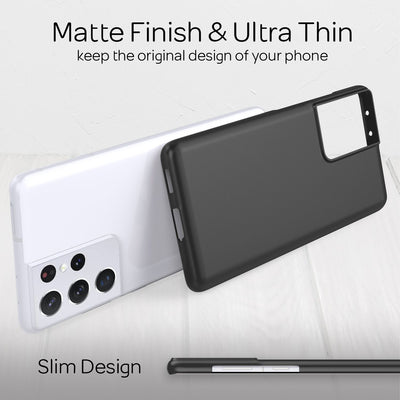 NALIA Ultra Slim Hardcase für Samsung Galaxy S21 Ultra – Anti-Fingerabdruck & 0.5mm Dünn – PUREFIT (Matt & Leicht) – Marke aus Berlin Schwarz NALIA SlimFit Hülle