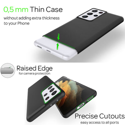 NALIA Ultra Slim Hardcase für Samsung Galaxy S21 Ultra – Anti-Fingerabdruck & 0.5mm Dünn – PUREFIT (Matt & Leicht) – Marke aus Berlin Schwarz NALIA SlimFit Hülle