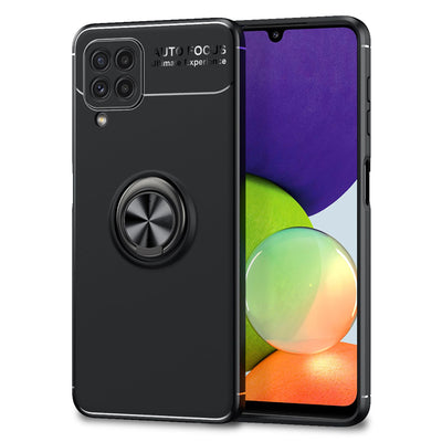 NALIA Ringhülle für Samsung Galaxy A22 4G – Ring-Ständer 360° & für Magnet-Halter – GRIP360 (Mattiertes Silikon Case) – Marke aus Berlin Schwarz NALIA Protective Hülle