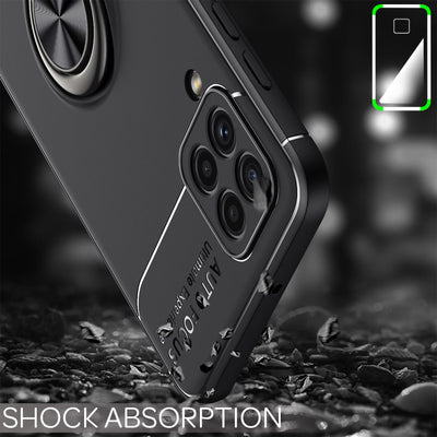 NALIA Ringhülle für Samsung Galaxy A22 4G – Ring-Ständer 360° & für Magnet-Halter – GRIP360 (Mattiertes Silikon Case) – Marke aus Berlin Schwarz NALIA Protective Hülle