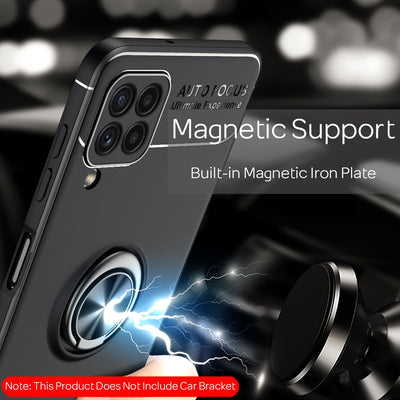 NALIA Ringhülle für Samsung Galaxy A22 4G – Ring-Ständer 360° & für Magnet-Halter – GRIP360 (Mattiertes Silikon Case) – Marke aus Berlin Schwarz NALIA Protective Hülle