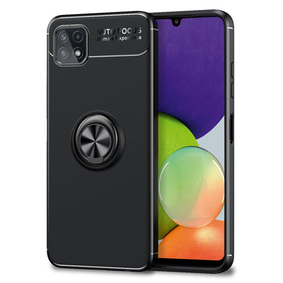 NALIA Ringhülle für Samsung Galaxy A22 5G – Ring-Ständer 360° & für Magnet-Halter – GRIP360 (Mattiertes Silikon Case) – Marke aus Berlin Schwarz NALIA Protective Hülle