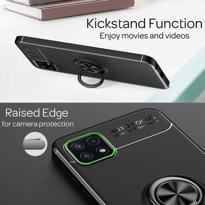 NALIA Ringhülle für Samsung Galaxy A22 5G – Ring-Ständer 360° & für Magnet-Halter – GRIP360 (Mattiertes Silikon Case) – Marke aus Berlin Schwarz NALIA Protective Hülle