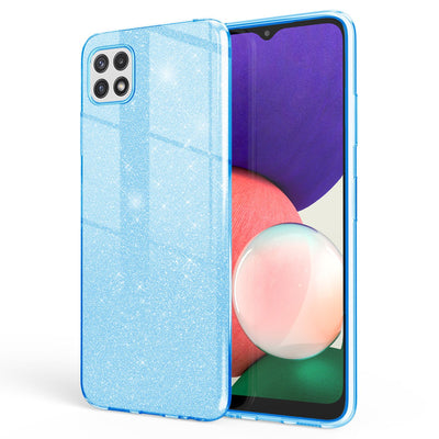 NALIA Glitzerhülle für Samsung Galaxy A22 5G – Funkelnder Glitzer-Look & Grip – SHINEPOP (Silikon Case) – Marke aus Berlin Blau NALIA Protective Hülle