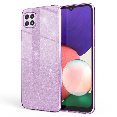 NALIA Glitzerhülle für Samsung Galaxy A22 5G – Funkelnder Glitzer-Look & Grip – SHINEPOP (Silikon Case) – Marke aus Berlin Lila NALIA Protective Hülle