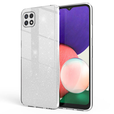 NALIA Glitzerhülle für Samsung Galaxy A22 5G – Funkelnder Glitzer-Look & Grip – SHINEPOP (Silikon Case) – Marke aus Berlin Silber NALIA Protective Hülle