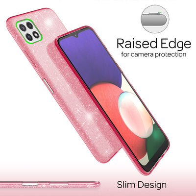 NALIA Glitzerhülle für Samsung Galaxy A22 5G – Funkelnder Glitzer-Look & Grip – SHINEPOP (Silikon Case) – Marke aus Berlin Pink NALIA Protective Hülle