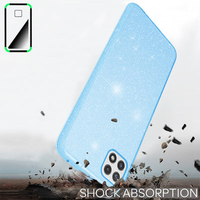 NALIA Glitzerhülle für Samsung Galaxy A22 5G – Funkelnder Glitzer-Look & Grip – SHINEPOP (Silikon Case) – Marke aus Berlin Blau NALIA Protective Hülle