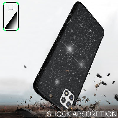 NALIA Glitzerhülle für Samsung Galaxy A22 5G – Funkelnder Glitzer-Look & Grip – SHINEPOP (Silikon Case) – Marke aus Berlin Schwarz NALIA Protective Hülle