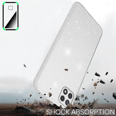 NALIA Glitzerhülle für Samsung Galaxy A22 5G – Funkelnder Glitzer-Look & Grip – SHINEPOP (Silikon Case) – Marke aus Berlin Silber NALIA Protective Hülle