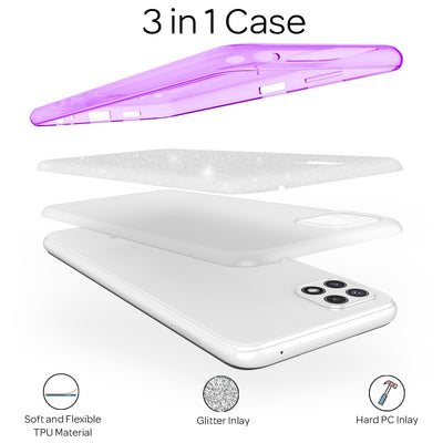 NALIA Glitzerhülle für Samsung Galaxy A22 5G – Funkelnder Glitzer-Look & Grip – SHINEPOP (Silikon Case) – Marke aus Berlin Lila NALIA Protective Hülle