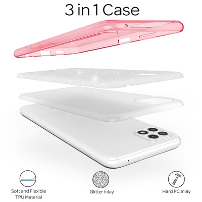 NALIA Glitzerhülle für Samsung Galaxy A22 5G – Funkelnder Glitzer-Look & Grip – SHINEPOP (Silikon Case) – Marke aus Berlin Pink NALIA Protective Hülle