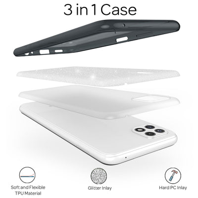 NALIA Glitzerhülle für Samsung Galaxy A22 5G – Funkelnder Glitzer-Look & Grip – SHINEPOP (Silikon Case) – Marke aus Berlin Schwarz NALIA Protective Hülle