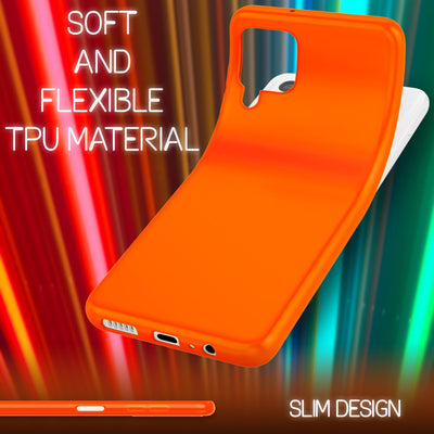 NALIA Neon Silikonhülle für Samsung Galaxy A22 4G – Soft-Touch & Signal-Neon – NEONSHOCK (Matte Schutzhülle) – Marke aus Berlin Orange NALIA Protective Hülle