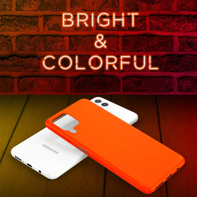 NALIA Neon Silikonhülle für Samsung Galaxy A22 4G – Soft-Touch & Signal-Neon – NEONSHOCK (Matte Schutzhülle) – Marke aus Berlin Orange NALIA Protective Hülle