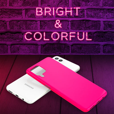 NALIA Neon Silikonhülle für Samsung Galaxy A22 4G – Soft-Touch & Signal-Neon – NEONSHOCK (Matte Schutzhülle) – Marke aus Berlin Pink NALIA Protective Hülle