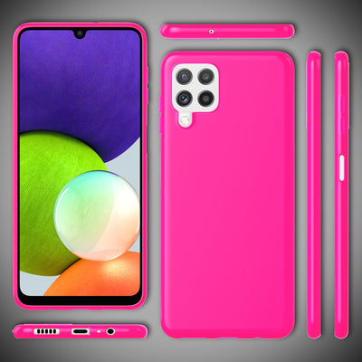 NALIA Neon Silikonhülle für Samsung Galaxy A22 4G – Soft-Touch & Signal-Neon – NEONSHOCK (Matte Schutzhülle) – Marke aus Berlin Pink NALIA Protective Hülle