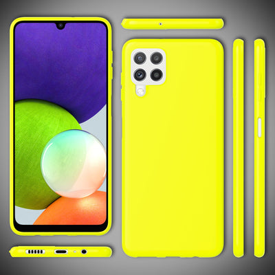 NALIA Neon Silikonhülle für Samsung Galaxy A22 4G – Soft-Touch & Signal-Neon – NEONSHOCK (Matte Schutzhülle) – Marke aus Berlin Gelb NALIA Protective Hülle