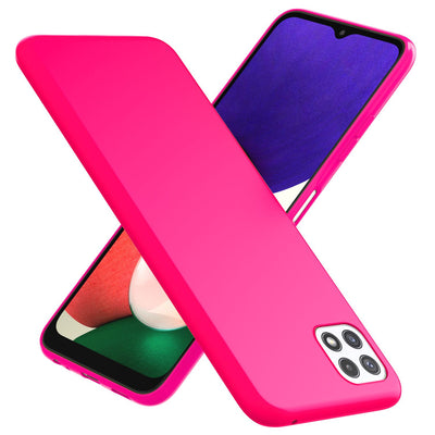 NALIA Neon Silikonhülle für Samsung Galaxy A22 5G – Soft-Touch & Signal-Neon – NEONSHOCK (Matte Schutzhülle) – Marke aus Berlin Pink NALIA Neon Hülle