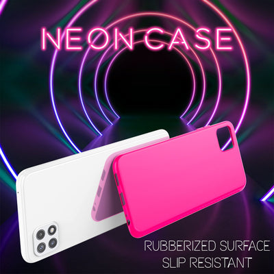 NALIA Neon Silikonhülle für Samsung Galaxy A22 5G – Soft-Touch & Signal-Neon – NEONSHOCK (Matte Schutzhülle) – Marke aus Berlin Pink NALIA Neon Hülle
