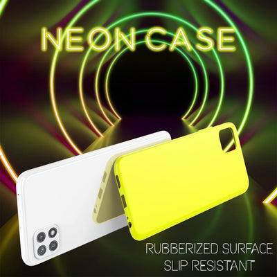 NALIA Neon Silikonhülle für Samsung Galaxy A22 5G – Soft-Touch & Signal-Neon – NEONSHOCK (Matte Schutzhülle) – Marke aus Berlin Gelb NALIA Neon Hülle