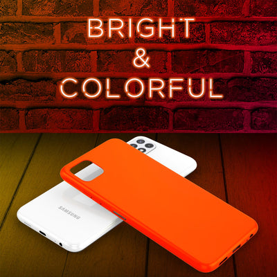 NALIA Neon Silikonhülle für Samsung Galaxy A22 5G – Soft-Touch & Signal-Neon – NEONSHOCK (Matte Schutzhülle) – Marke aus Berlin Orange NALIA Neon Hülle